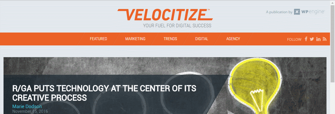Sliding Velocitize logo