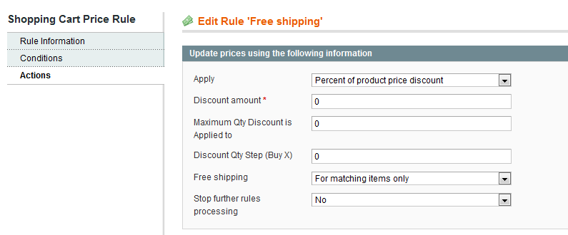Free shipping actions
