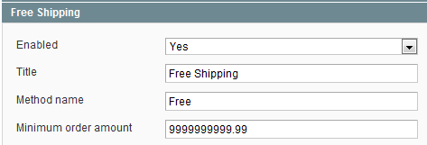 Internal free shipping settings