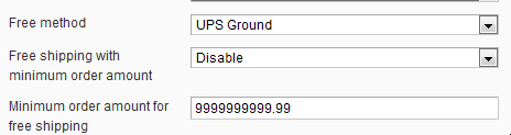 UPS free shipping settings